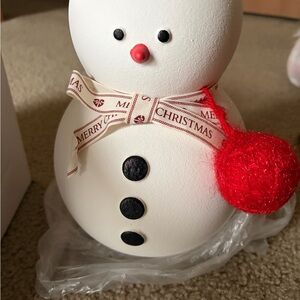 9.1 in. Snowman Series White Ceramic Round Decorative Vase